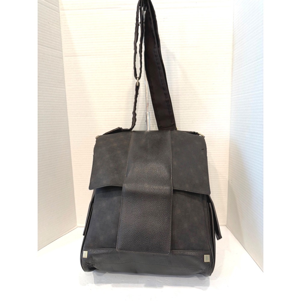 Alfred Dunhill Large Black Leather Crossbody Flap Side Pockets Messenger Bag